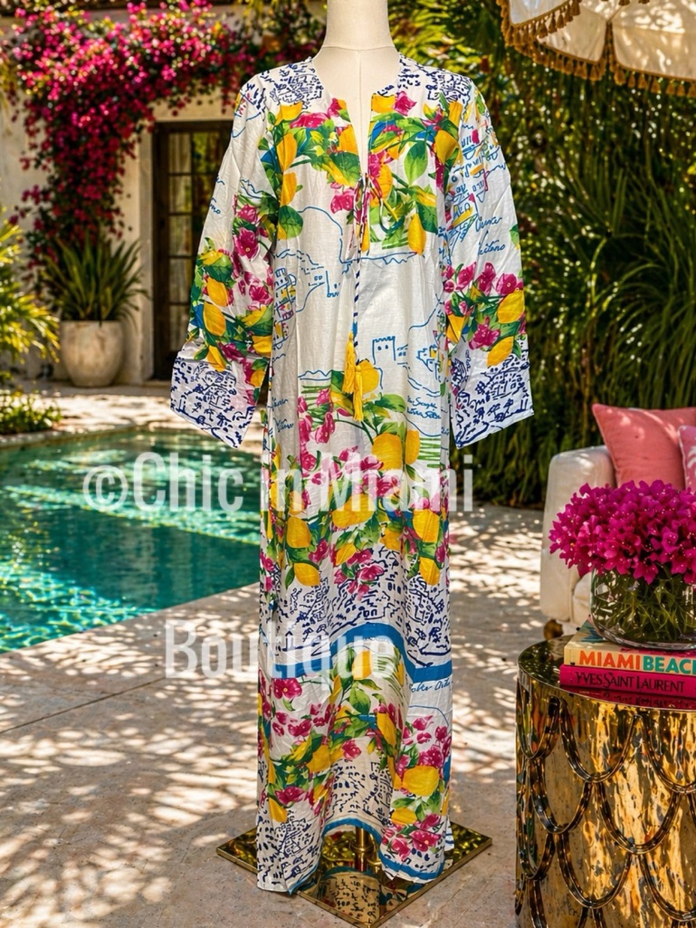 Antica Sartoria 2026 Lemon & Floral Maxi Kaftan Dress